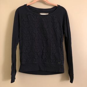A&F long sleeve blue lace detail top size S